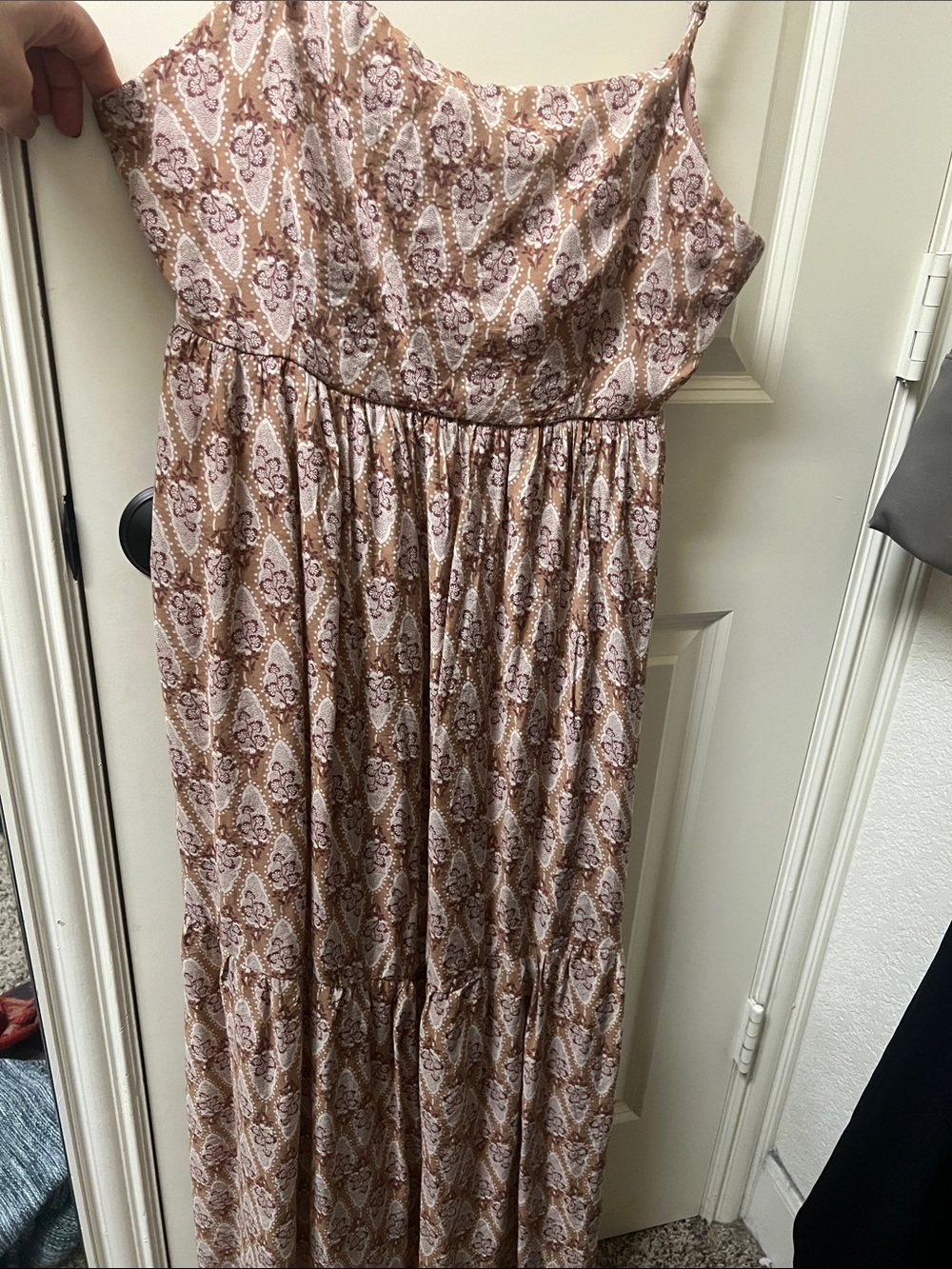 Women's Spaghetti-Strap Maxi Dress in Taupe Floral
